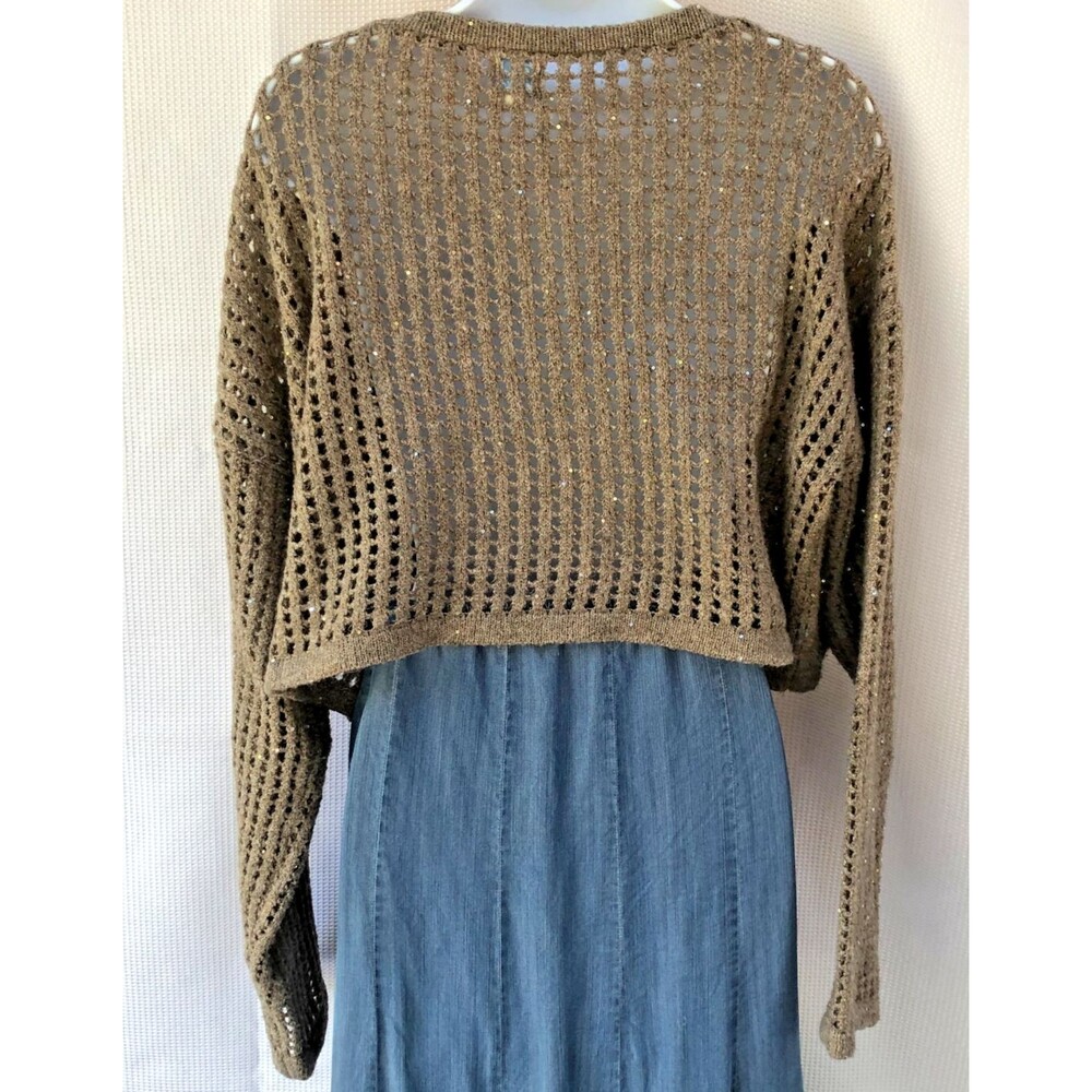 Blue Rain x Francescas Brown Sequin Mesh Cropped Sweater Size L - Picture 9 of 16